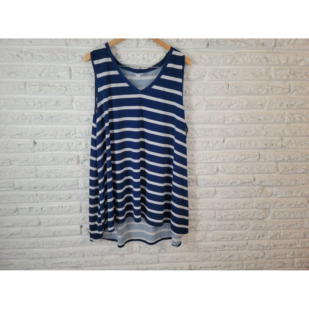 Lularoe Women Top 2XL Plus Tunic Sleeveless Dress Asymmetric Blue STR19E